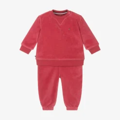 Tommy Hilfiger Baby Girls Pink Velour Tracksuit New