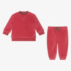 Tommy Hilfiger Baby Girls Pink Velour Tracksuit New