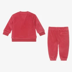 Tommy Hilfiger Baby Girls Pink Velour Tracksuit New