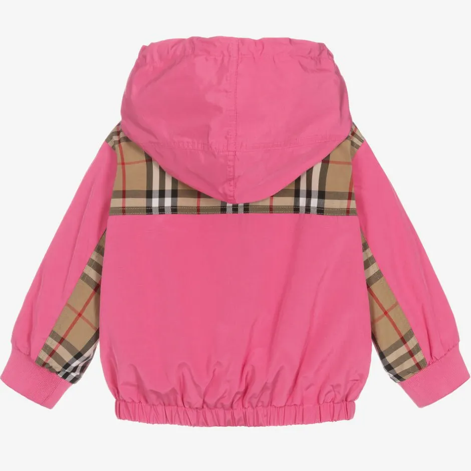 Burberry Baby Girls Pink Vintage Check Hooded Jacket BubblegumPink Sale