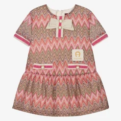 AIGNER Baby Girls Pink Zigzag Weave Dress Sale