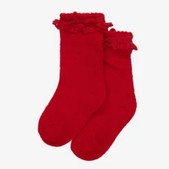 Mayoral Newborn Baby Girls Red Cotton Lace Frill Socks New