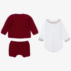 Babidu Baby Girls Red Knitted Shorts Set Online