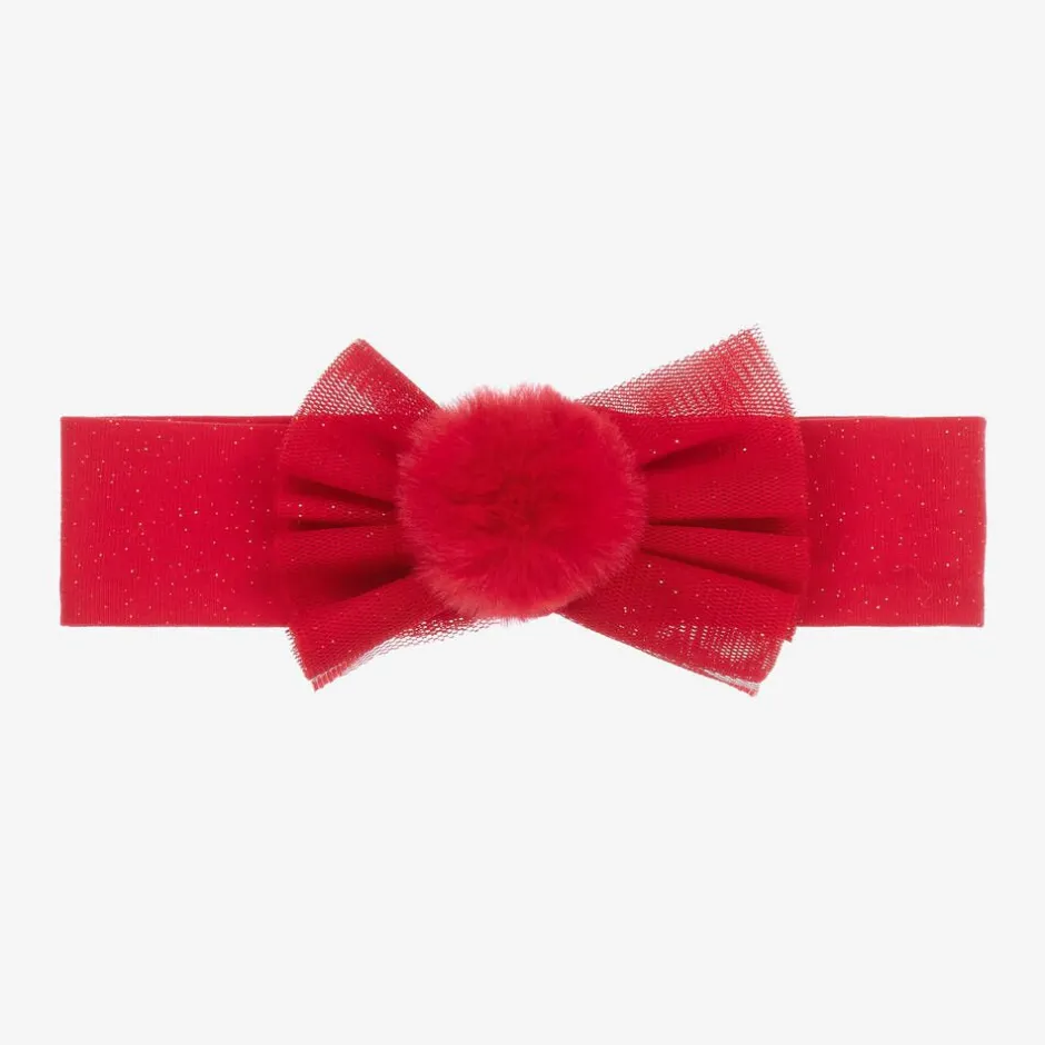 A Dee Baby Girls Red Pom-Pom Headband Clearance