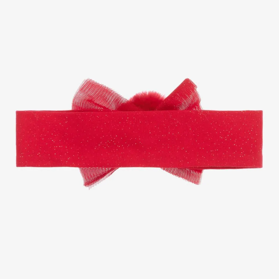 A Dee Baby Girls Red Pom-Pom Headband Clearance