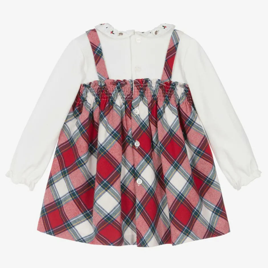 Mayoral Newborn Baby Girls Red Tartan Cotton Dress Clearance