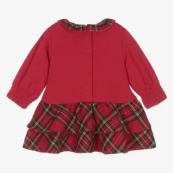 iDO Mini Baby Girls Red Tartan Cotton Dress Outlet
