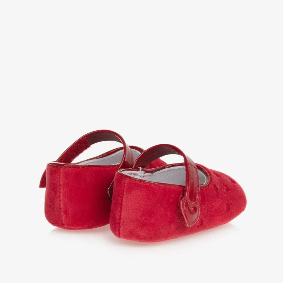 Mayoral Newborn Baby Girls Red Velvet Pre-Walker Shoes Best
