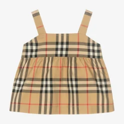 Burberry Baby Girls Vintage Check Peplum Top New