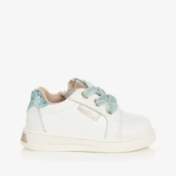 Mayoral Baby Girls White & Blue Leather Trainers Clearance