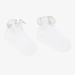 Story Loris Baby Girls White & Ivory Ruffle Socks Online