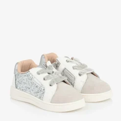 Mayoral Baby Girls White & Silver Leather Trainers Online