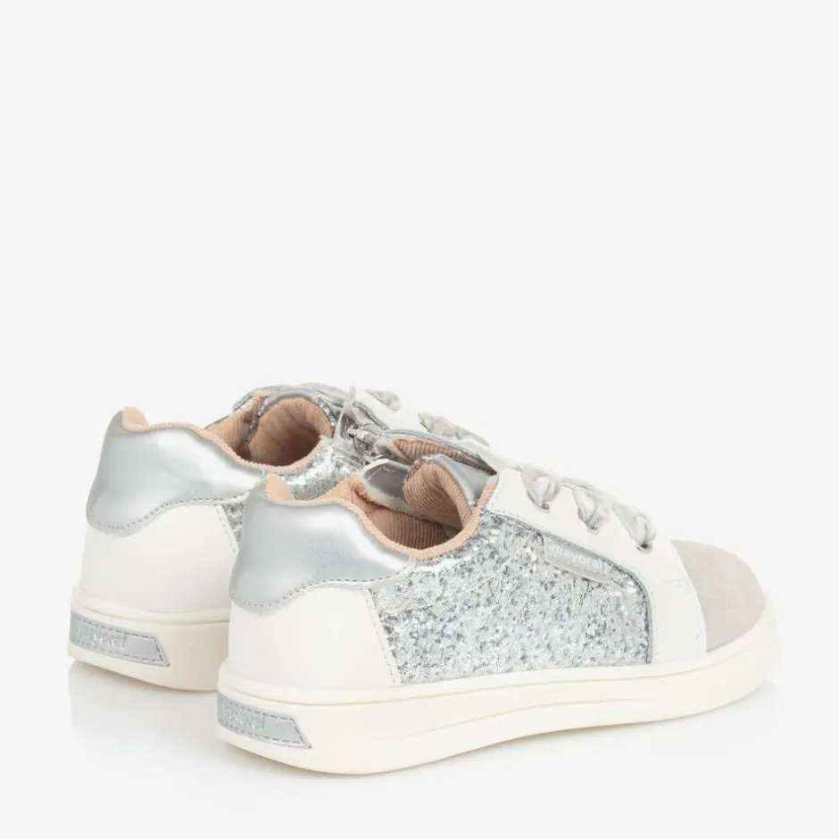 Mayoral Baby Girls White & Silver Leather Trainers Online