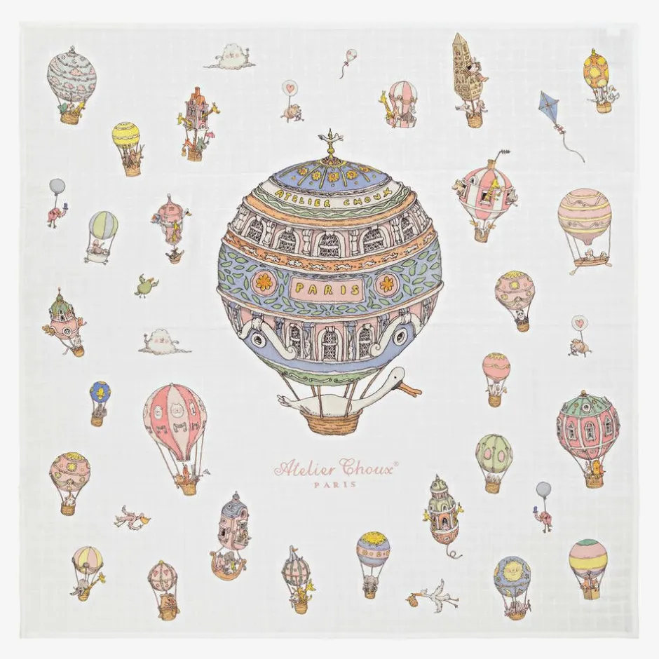 Atelier Choux Paris Baby Girls White Balloons Swaddle (97cm) Discount