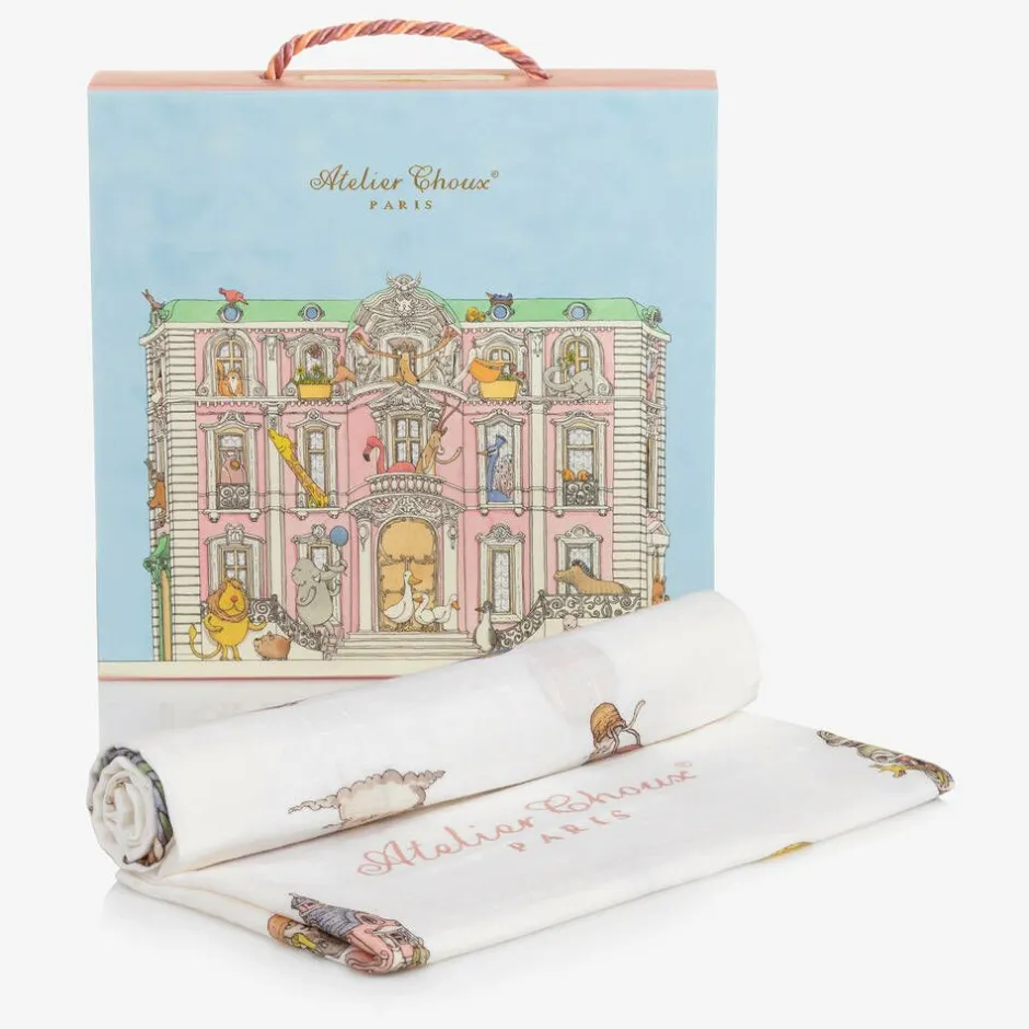 Atelier Choux Paris Baby Girls White Balloons Swaddle (97cm) Discount