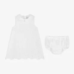 Dolce amp; Gabbana Baby Girls White Broderie Anglaise Dress Discount