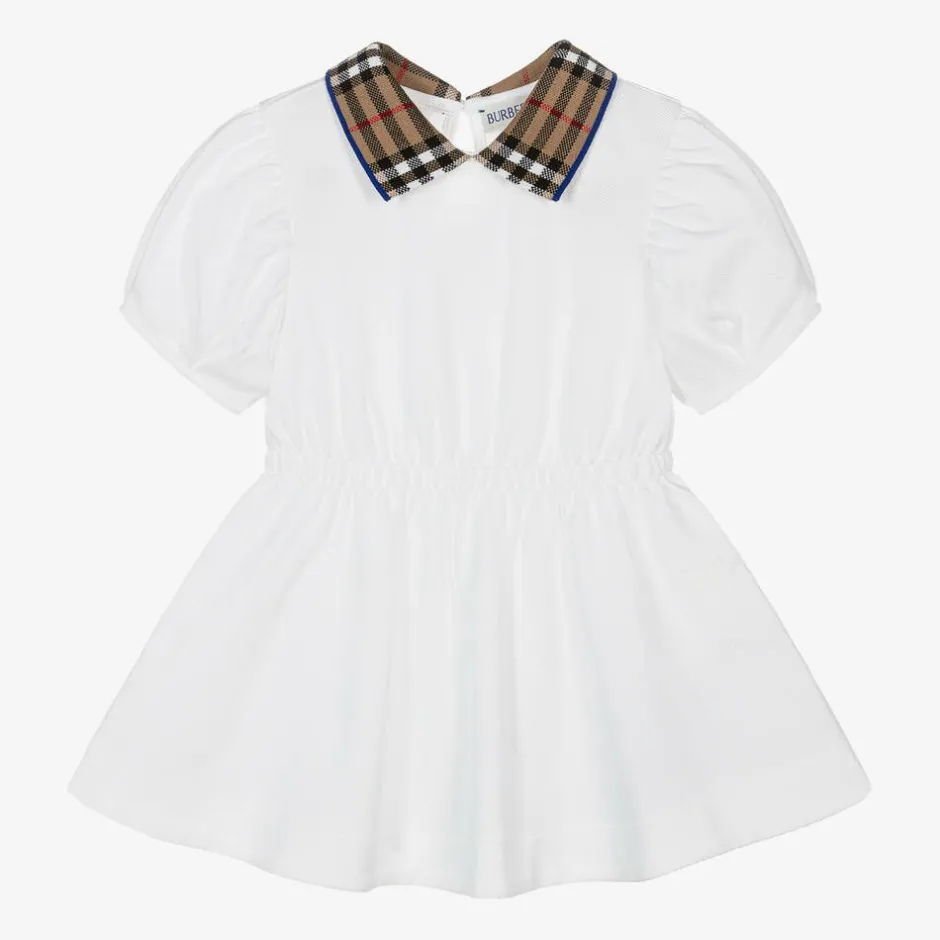 Burberry Baby Girls White Check Polo Dress Online