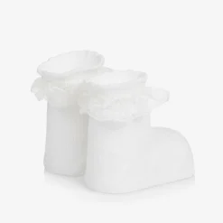 Carlomagno Baby Girls White Cotton Frilly Socks Clearance
