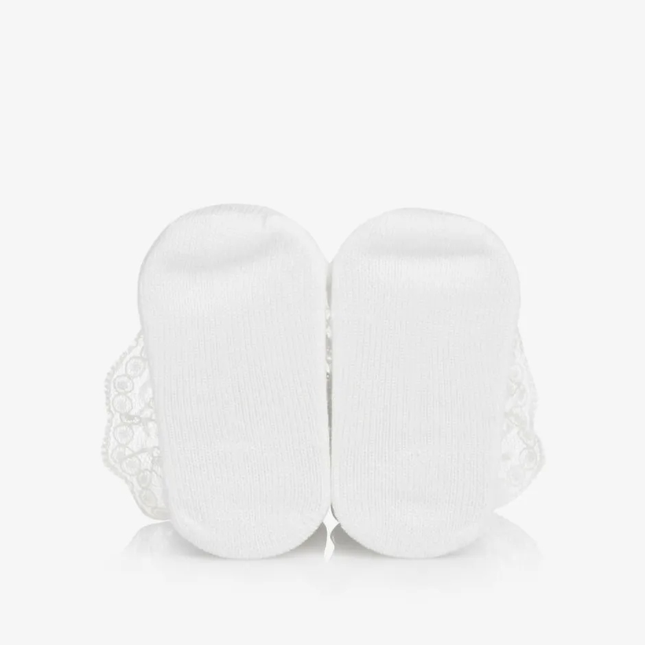 Carlomagno Baby Girls White Cotton Frilly Socks Clearance