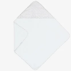 Laranjinha Baby Girls White Cotton Floral Hooded Towel Online