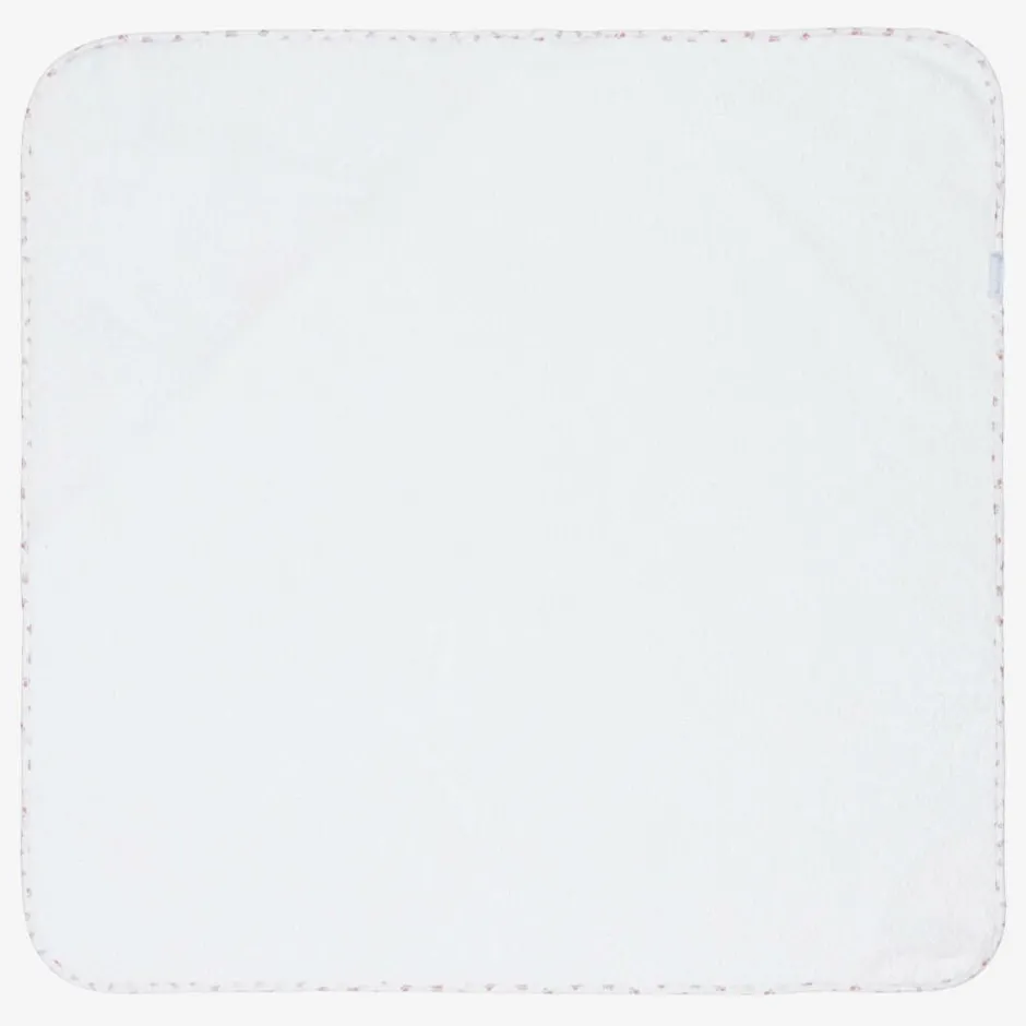 Laranjinha Baby Girls White Cotton Floral Hooded Towel Online