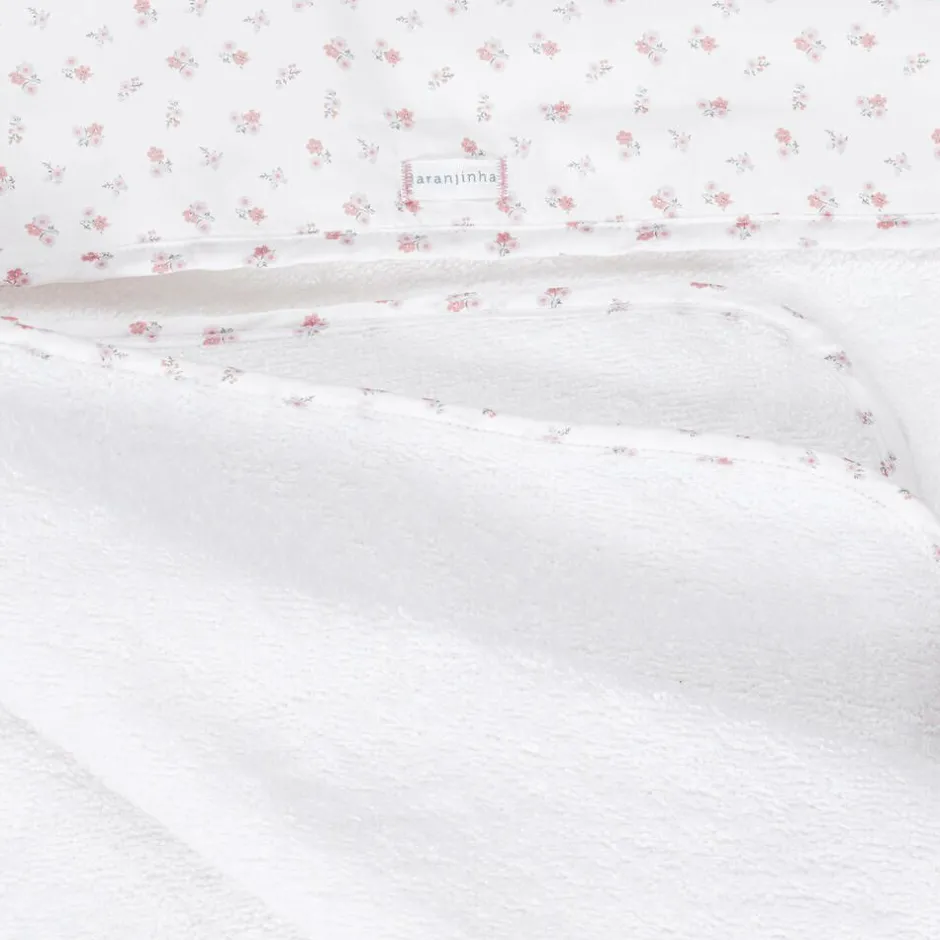 Laranjinha Baby Girls White Cotton Floral Hooded Towel Online