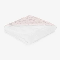 Babidu Baby Girls White Cotton Hooded Towel (100cm) Discount
