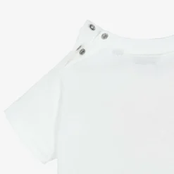 Burberry Baby Girls White Cotton Rose T-Shirt Discount