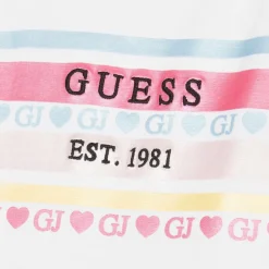 Guess Baby Girls White Cotton Stripe T-Shirt Hot