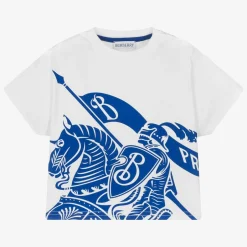 Burberry Baby Girls White EKD Cotton T-Shirt Clearance