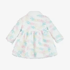 Angels Face Baby Girls White Faux Fur & Tulle Coat SnowdropPastel New