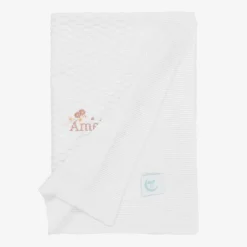 Paint My Dreams Baby Girls White Personalised Cotton Blanket (88cm)