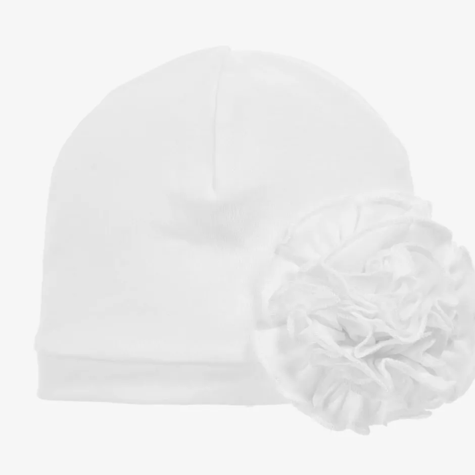 Lemon Loves Layette Baby Girls Pima Cotton Hat White Hot