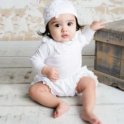 Lemon Loves Layette Baby Girls Pima Cotton Hat White Hot