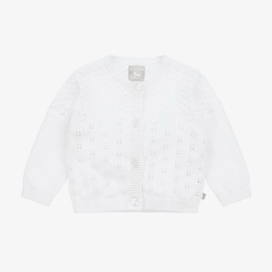 The Little Tailor Baby Girls White Pointelle Cardigan Hot