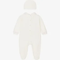 Lapin House Baby Girls White Velour Babysuit Gift Set Clearance
