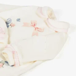 Lapin House Baby Girls White Velour Babysuit Gift Set Clearance