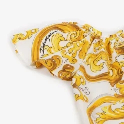 Dolce amp; Gabbana Baby Girls Yellow Majolica Print Cotton Blouse New