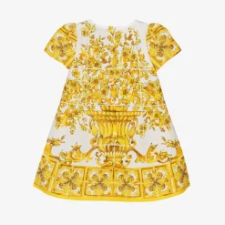 Dolce amp; Gabbana Baby Girls Yellow Majolica Print Cotton Dress Sale