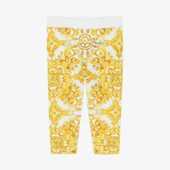 Dolce amp; Gabbana Baby Girls Yellow Majolica Print Cotton Leggings Best