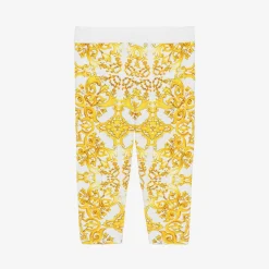 Dolce amp; Gabbana Baby Girls Yellow Majolica Print Cotton Leggings Best