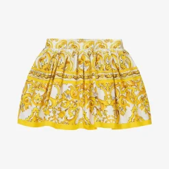 Dolce amp; Gabbana Baby Girls Yellow Majolica Print Cotton Skirt Hot