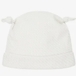 Emporio Armani Baby Ivory Cotton Logo Hat Discount