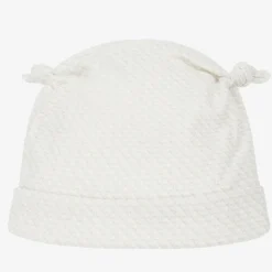 Emporio Armani Baby Ivory Cotton Logo Hat Discount