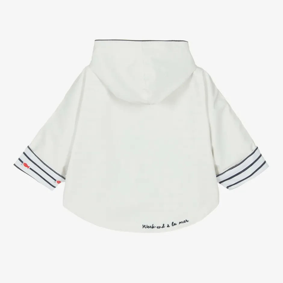 Week-end à la mer Baby White Hooded Rain Cape Discount