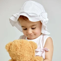 Sarah Louise Baby White Polycotton Sun Hat Hot