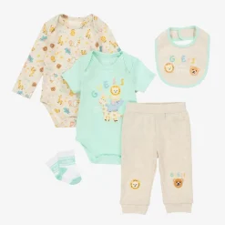 Guess Beige & Green Cotton Babysuit Set New