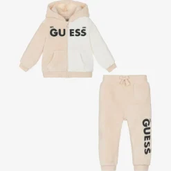 Guess Beige & Ivory Faux Fur Baby Tracksuit Clearance