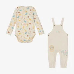 Guess Beige Babysuit & Dungaree Gift Set Outlet
