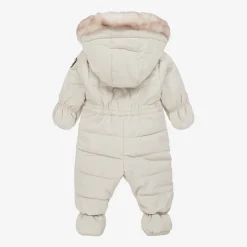 Deux par Deux Beige Bear Snowsuit & Neck Warmer Set Discount